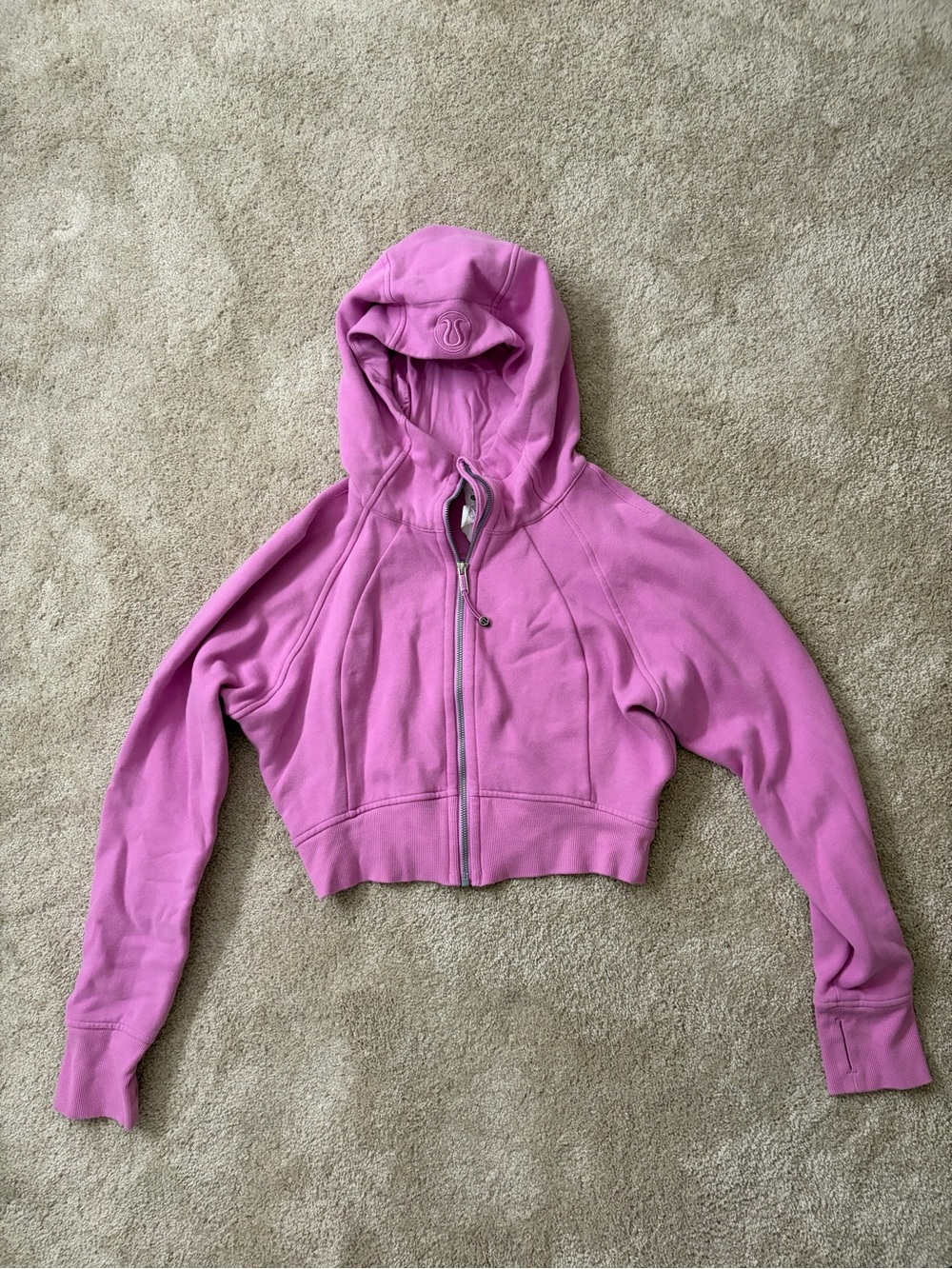 lululemon athletica Pink Cropped Zip Bomber Hoodie